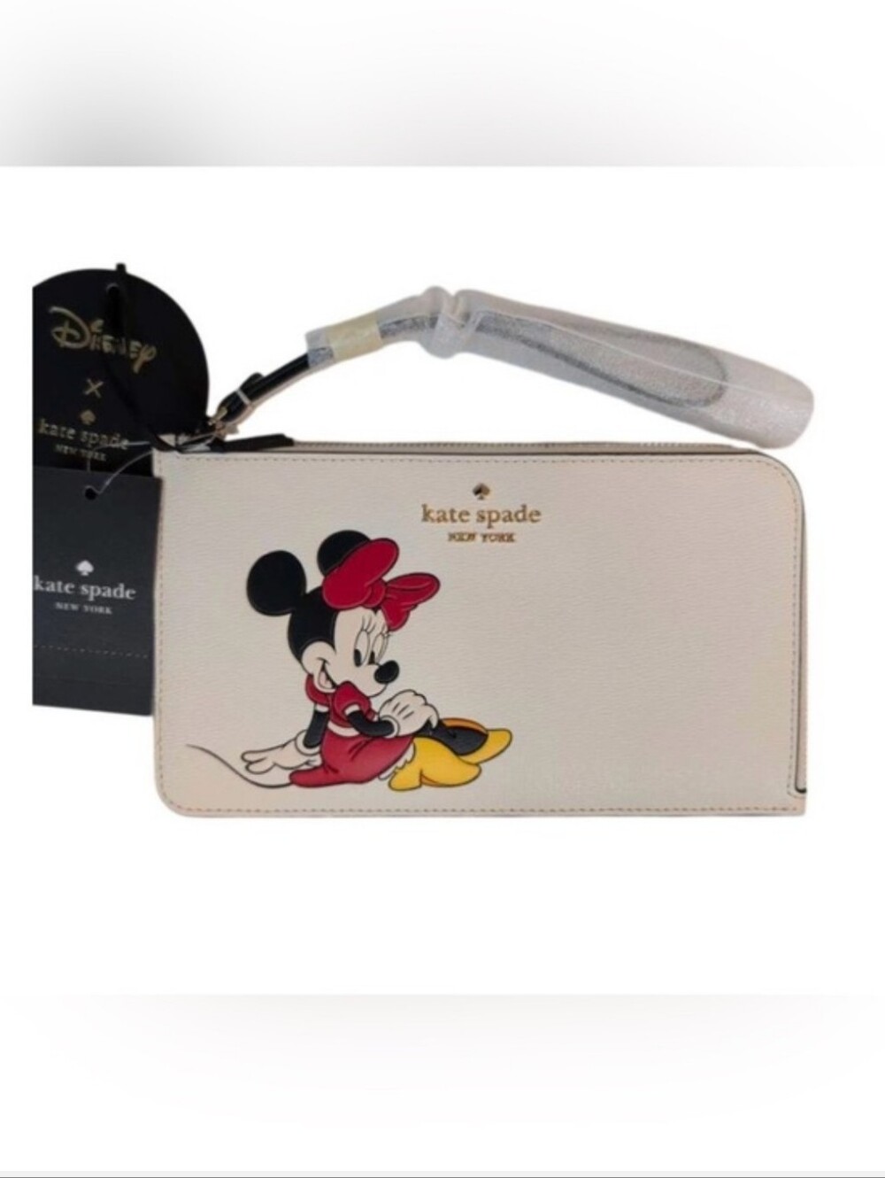 kate spade NWT Minnie Mouse Cream Wristlet with Red, Black & Yellow Accents - Picture 1 of 6